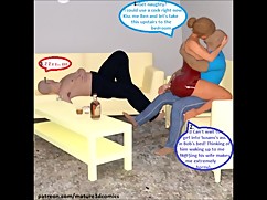 3d comic:cuckold wife cheats her husband with his friend